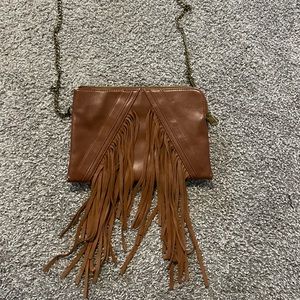 steve madden leather fringe purse